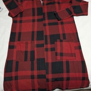 Red and Black Plaid Coat